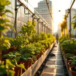 AI illustration: Design a sustainable and efficient system for urban farming that incorporates AI-powered monitoring and optimization.