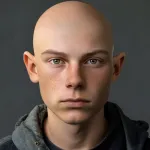 AI illustration: predict future baldness based on photos of teen faces